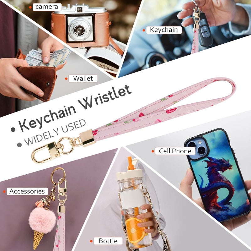 KNGITRYI Small Wristlet Wallets for Women RFID Credit Card Holder Wallet Keychain Wristlet Wallet Credit Card Wallets for Women (Strawberry) - Image 5